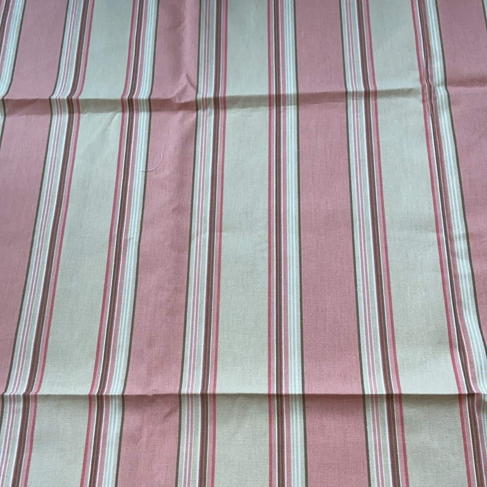 Cotton Canvas Pink Tan Stripe Heavy Upholstery Furniture Fabric Yardage 1.4 yds - Picture 2 of 5